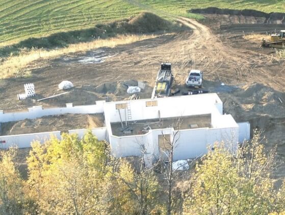 A job site with ICF blocks
